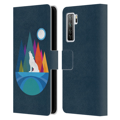 Dave Loblaw Contemporary Art Wolf Mountain With Texture Leather Book Wallet Case Cover For Huawei Nova 7 SE/P40 Lite 5G