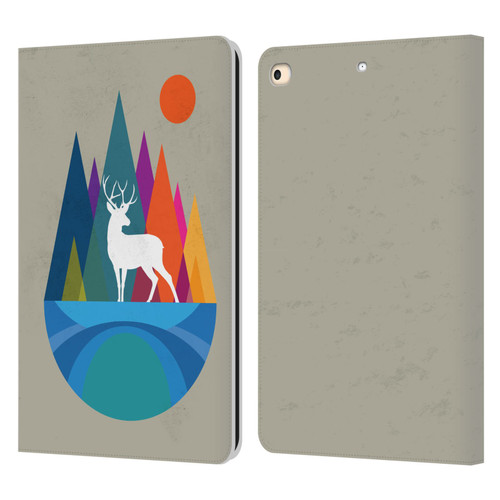 Dave Loblaw Contemporary Art Mountain Deer Leather Book Wallet Case Cover For Apple iPad 9.7 2017 / iPad 9.7 2018