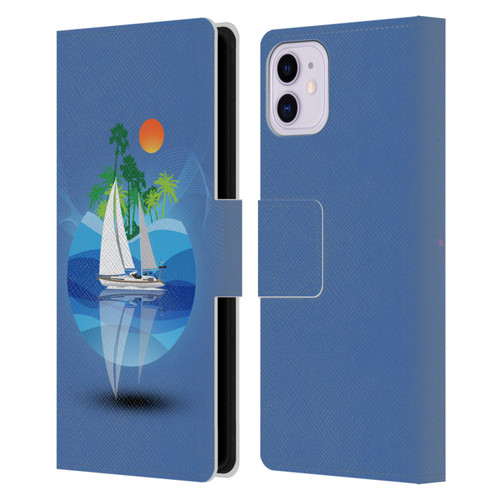 Dave Loblaw Contemporary Art Tropical Waters Leather Book Wallet Case Cover For Apple iPhone 11