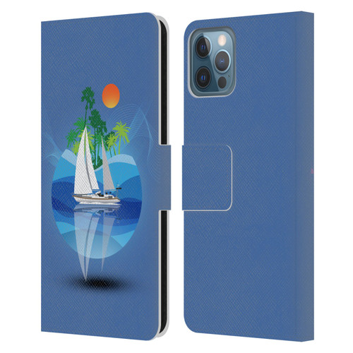 Dave Loblaw Contemporary Art Tropical Waters Leather Book Wallet Case Cover For Apple iPhone 12 / iPhone 12 Pro