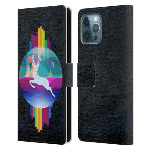 Dave Loblaw Contemporary Art Deer In Dome Leather Book Wallet Case Cover For Apple iPhone 12 Pro Max
