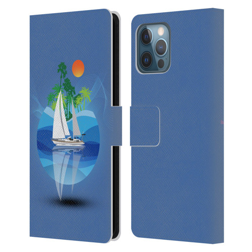 Dave Loblaw Contemporary Art Tropical Waters Leather Book Wallet Case Cover For Apple iPhone 12 Pro Max