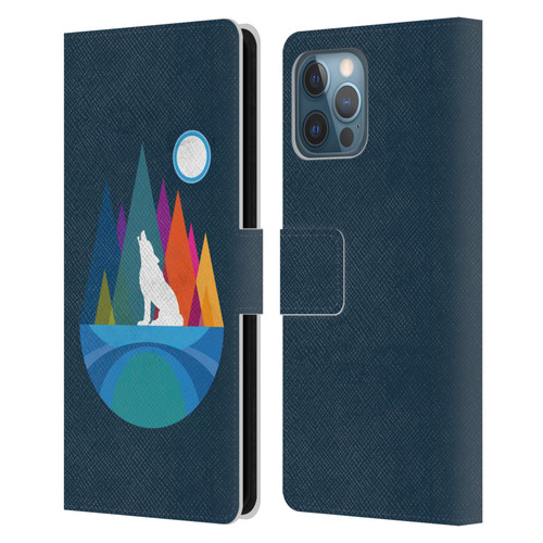 Dave Loblaw Contemporary Art Wolf Mountain With Texture Leather Book Wallet Case Cover For Apple iPhone 12 Pro Max