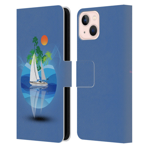 Dave Loblaw Contemporary Art Tropical Waters Leather Book Wallet Case Cover For Apple iPhone 13