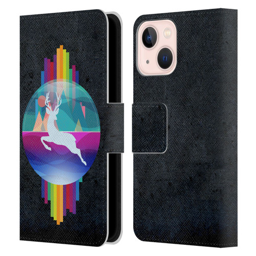 Dave Loblaw Contemporary Art Deer In Dome Leather Book Wallet Case Cover For Apple iPhone 13 Mini