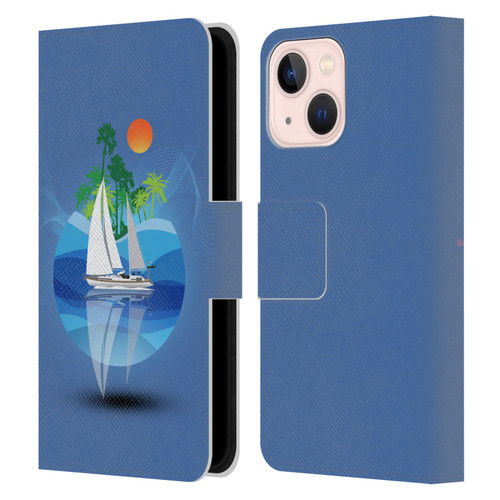 Dave Loblaw Contemporary Art Tropical Waters Leather Book Wallet Case Cover For Apple iPhone 13 Mini