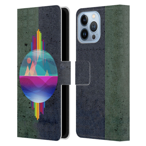 Dave Loblaw Contemporary Art Mountains Under The Dome Leather Book Wallet Case Cover For Apple iPhone 13 Pro Max