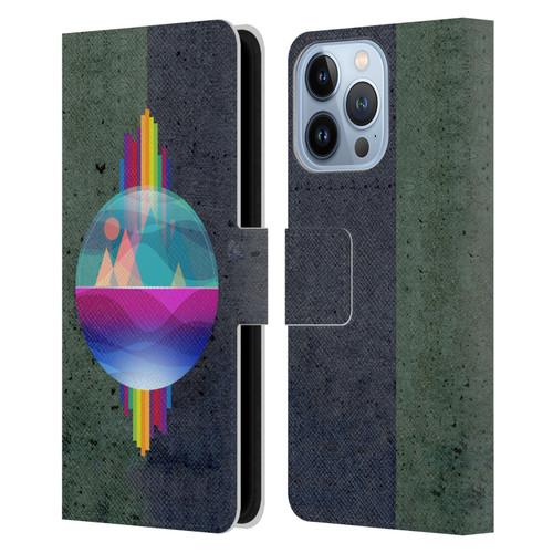 Dave Loblaw Contemporary Art Mountains Under The Dome Leather Book Wallet Case Cover For Apple iPhone 13 Pro