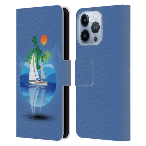 Dave Loblaw Contemporary Art Tropical Waters Leather Book Wallet Case Cover For Apple iPhone 13 Pro