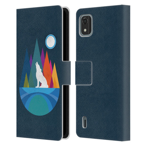 Dave Loblaw Contemporary Art Wolf Mountain With Texture Leather Book Wallet Case Cover For Nokia C2 2nd Edition