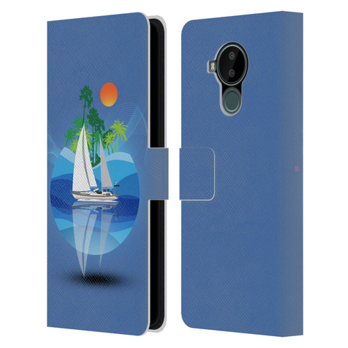 Dave Loblaw Contemporary Art Tropical Waters Leather Book Wallet Case Cover For Nokia C30