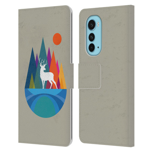 Dave Loblaw Contemporary Art Mountain Deer Leather Book Wallet Case Cover For Motorola Edge (2022)