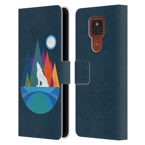 Dave Loblaw Contemporary Art Wolf Mountain With Texture Leather Book Wallet Case Cover For Motorola Moto E7 Plus