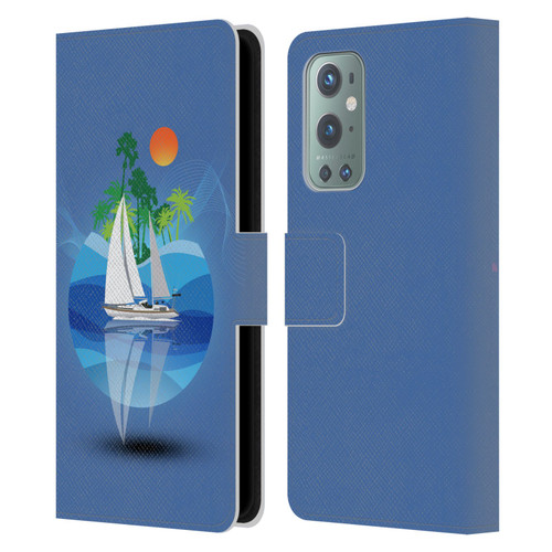 Dave Loblaw Contemporary Art Tropical Waters Leather Book Wallet Case Cover For OnePlus 9