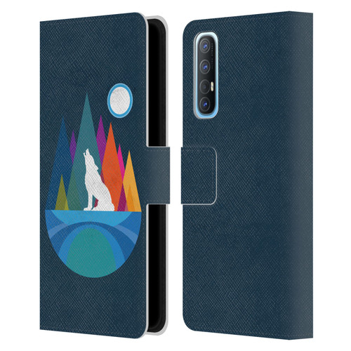 Dave Loblaw Contemporary Art Wolf Mountain With Texture Leather Book Wallet Case Cover For OPPO Find X2 Neo 5G