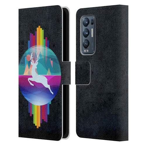 Dave Loblaw Contemporary Art Deer In Dome Leather Book Wallet Case Cover For OPPO Find X3 Neo / Reno5 Pro+ 5G