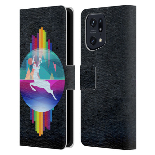 Dave Loblaw Contemporary Art Deer In Dome Leather Book Wallet Case Cover For OPPO Find X5 Pro