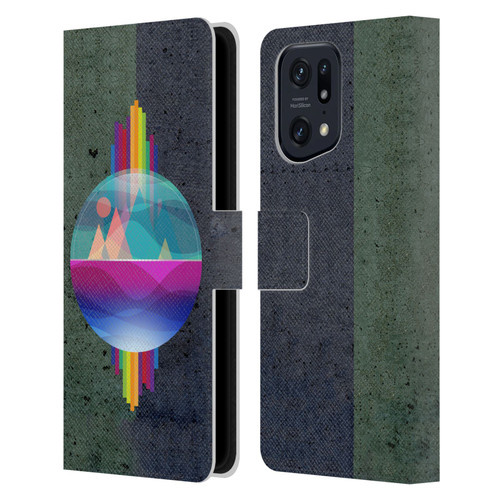 Dave Loblaw Contemporary Art Mountains Under The Dome Leather Book Wallet Case Cover For OPPO Find X5 Pro