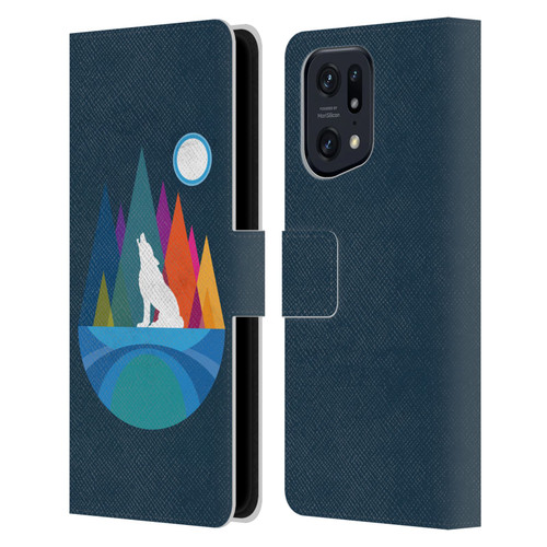 Dave Loblaw Contemporary Art Wolf Mountain With Texture Leather Book Wallet Case Cover For OPPO Find X5 Pro