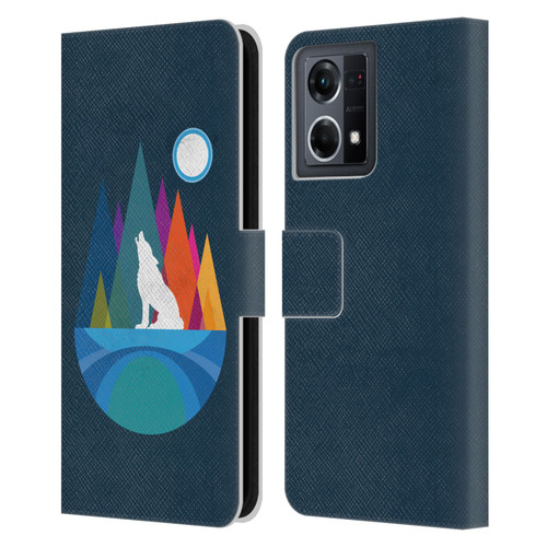 Dave Loblaw Contemporary Art Wolf Mountain With Texture Leather Book Wallet Case Cover For OPPO Reno8 4G