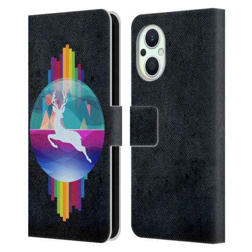 Dave Loblaw Contemporary Art Deer In Dome Leather Book Wallet Case Cover For OPPO Reno8 Lite