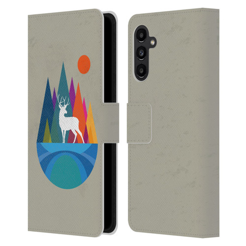 Dave Loblaw Contemporary Art Mountain Deer Leather Book Wallet Case Cover For Samsung Galaxy A13 5G (2021)