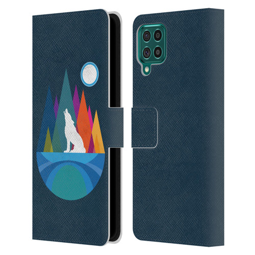 Dave Loblaw Contemporary Art Wolf Mountain With Texture Leather Book Wallet Case Cover For Samsung Galaxy F62 (2021)