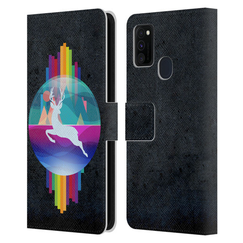 Dave Loblaw Contemporary Art Deer In Dome Leather Book Wallet Case Cover For Samsung Galaxy M30s (2019)/M21 (2020)