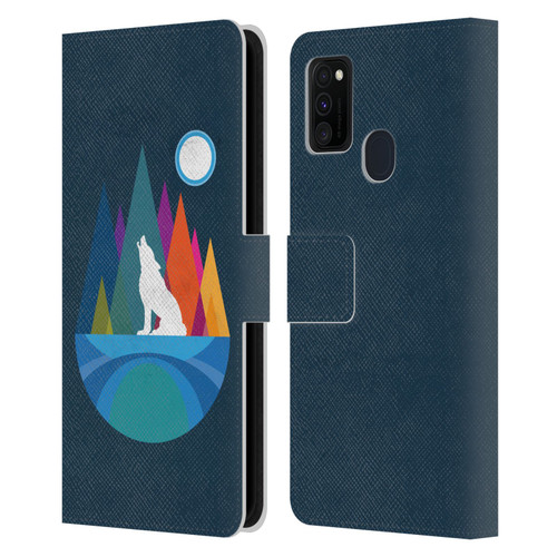 Dave Loblaw Contemporary Art Wolf Mountain With Texture Leather Book Wallet Case Cover For Samsung Galaxy M30s (2019)/M21 (2020)