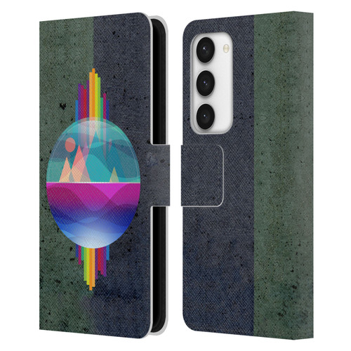 Dave Loblaw Contemporary Art Mountains Under The Dome Leather Book Wallet Case Cover For Samsung Galaxy S23 5G