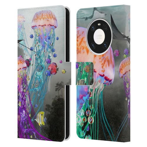 Dave Loblaw Jellyfish Jellyfish Misty Mount Leather Book Wallet Case Cover For Huawei Mate 40 Pro 5G