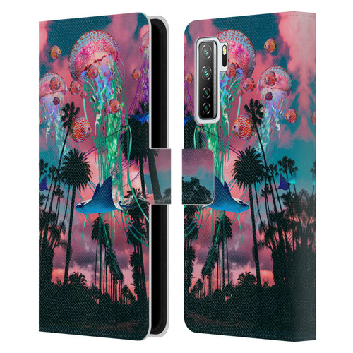 Dave Loblaw Jellyfish California Dreamin Jellyfish Leather Book Wallet Case Cover For Huawei Nova 7 SE/P40 Lite 5G