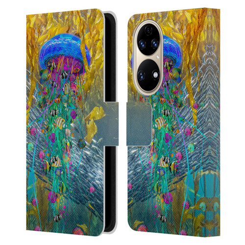 Dave Loblaw Jellyfish Jellyfish Kelp Field Leather Book Wallet Case Cover For Huawei P50