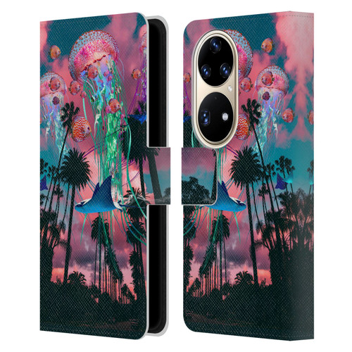 Dave Loblaw Jellyfish California Dreamin Jellyfish Leather Book Wallet Case Cover For Huawei P50 Pro