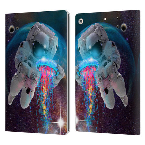 Dave Loblaw Jellyfish Astronaut And Jellyfish Leather Book Wallet Case Cover For Apple iPad 10.2 2019/2020/2021