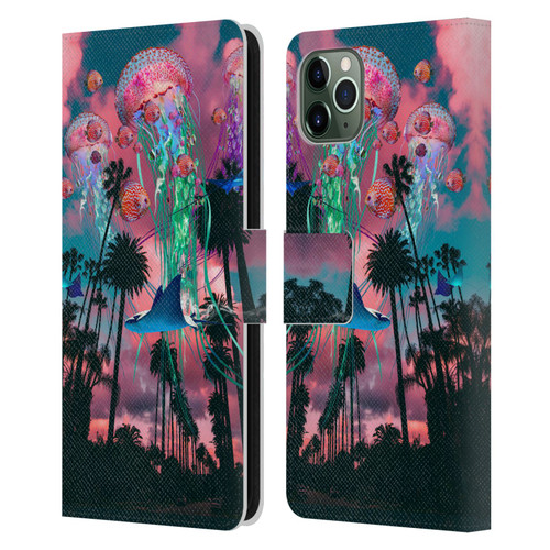 Dave Loblaw Jellyfish California Dreamin Jellyfish Leather Book Wallet Case Cover For Apple iPhone 11 Pro Max