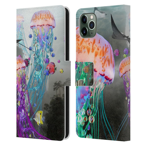 Dave Loblaw Jellyfish Jellyfish Misty Mount Leather Book Wallet Case Cover For Apple iPhone 11 Pro Max