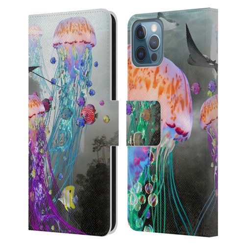 Dave Loblaw Jellyfish Jellyfish Misty Mount Leather Book Wallet Case Cover For Apple iPhone 12 / iPhone 12 Pro