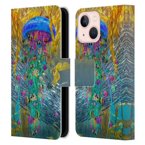 Dave Loblaw Jellyfish Jellyfish Kelp Field Leather Book Wallet Case Cover For Apple iPhone 13 Mini