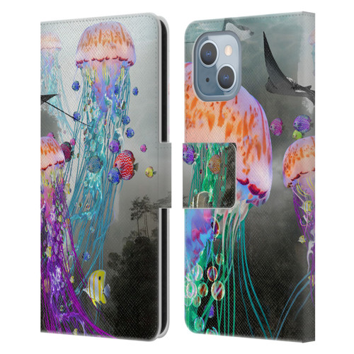 Dave Loblaw Jellyfish Jellyfish Misty Mount Leather Book Wallet Case Cover For Apple iPhone 14