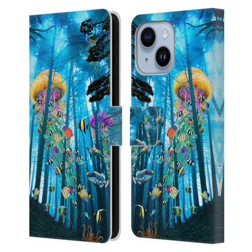 Dave Loblaw Jellyfish Electric Jellyfish In A Mist Leather Book Wallet Case Cover For Apple iPhone 14 Plus