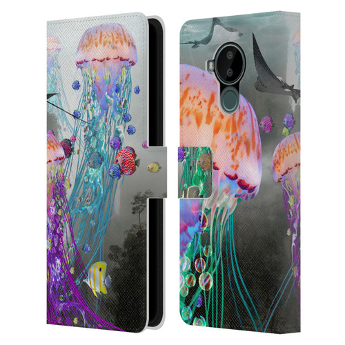 Dave Loblaw Jellyfish Jellyfish Misty Mount Leather Book Wallet Case Cover For Nokia C30