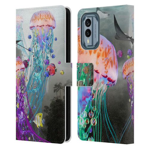 Dave Loblaw Jellyfish Jellyfish Misty Mount Leather Book Wallet Case Cover For Nokia X30