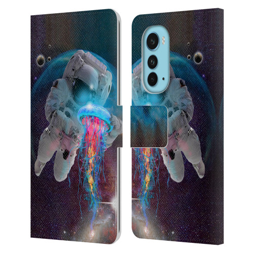 Dave Loblaw Jellyfish Astronaut And Jellyfish Leather Book Wallet Case Cover For Motorola Edge (2022)