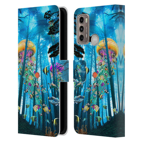 Dave Loblaw Jellyfish Electric Jellyfish In A Mist Leather Book Wallet Case Cover For Motorola Moto G60 / Moto G40 Fusion