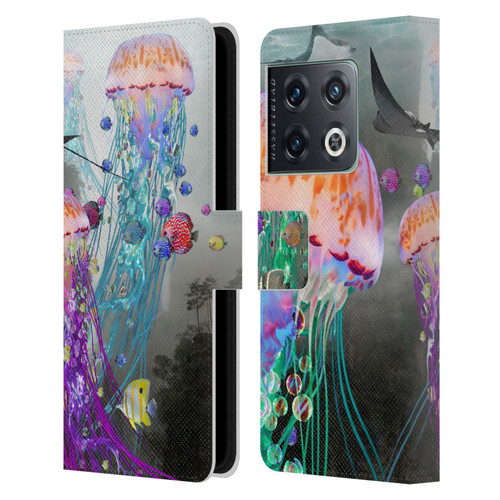 Dave Loblaw Jellyfish Jellyfish Misty Mount Leather Book Wallet Case Cover For OnePlus 10 Pro