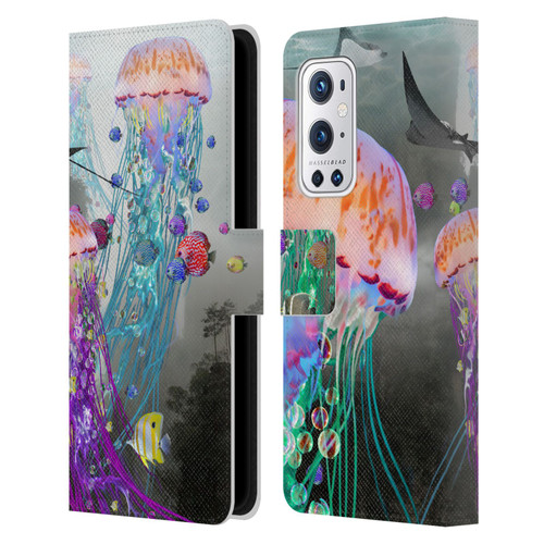 Dave Loblaw Jellyfish Jellyfish Misty Mount Leather Book Wallet Case Cover For OnePlus 9 Pro