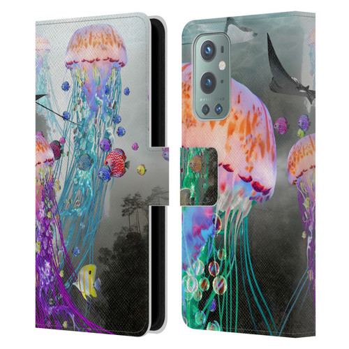 Dave Loblaw Jellyfish Jellyfish Misty Mount Leather Book Wallet Case Cover For OnePlus 9