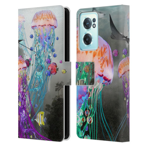 Dave Loblaw Jellyfish Jellyfish Misty Mount Leather Book Wallet Case Cover For OnePlus Nord CE 2 5G