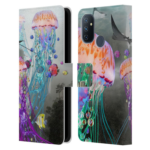 Dave Loblaw Jellyfish Jellyfish Misty Mount Leather Book Wallet Case Cover For OnePlus Nord N100